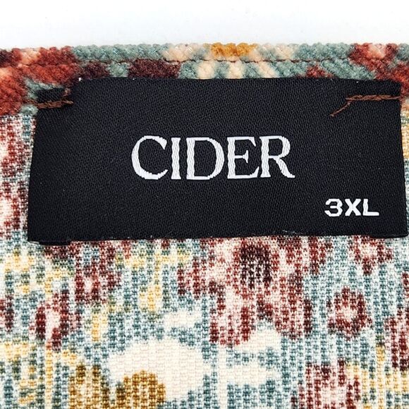 Cider Button Up Floral Dress Womens Size 3XL Puff Sleeves Flower Power 70s Retro - Picture 3 of 8